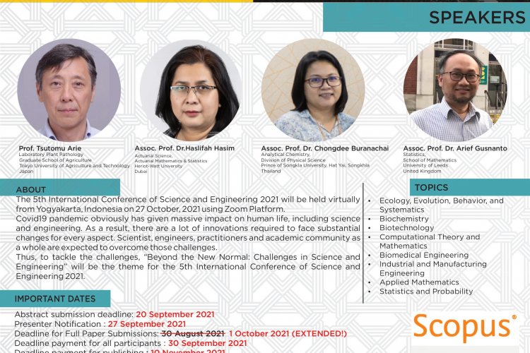 The 5th International Conference of Science and Engineering (ICSE) 2021 ...