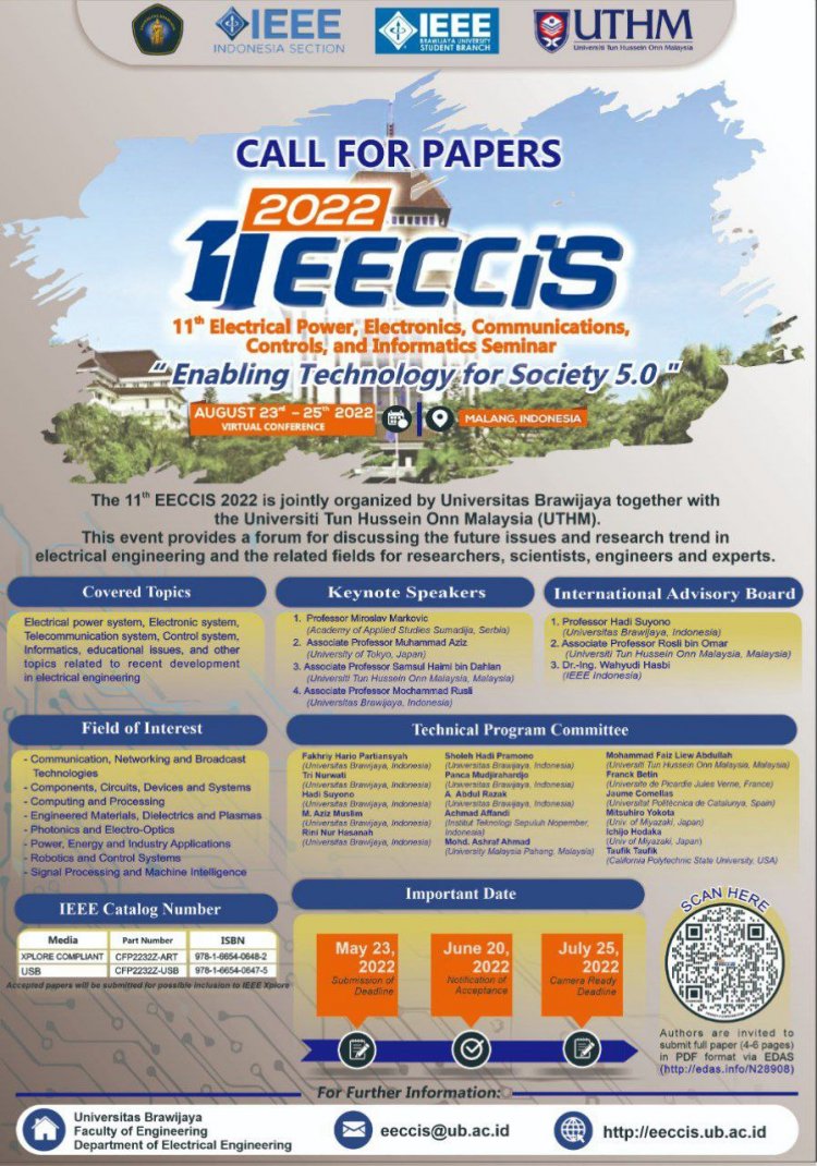 [Agustus 2022] 11th Electrical Power, Electronics, Communications, Control, and Informatics Seminar (EECCIS)