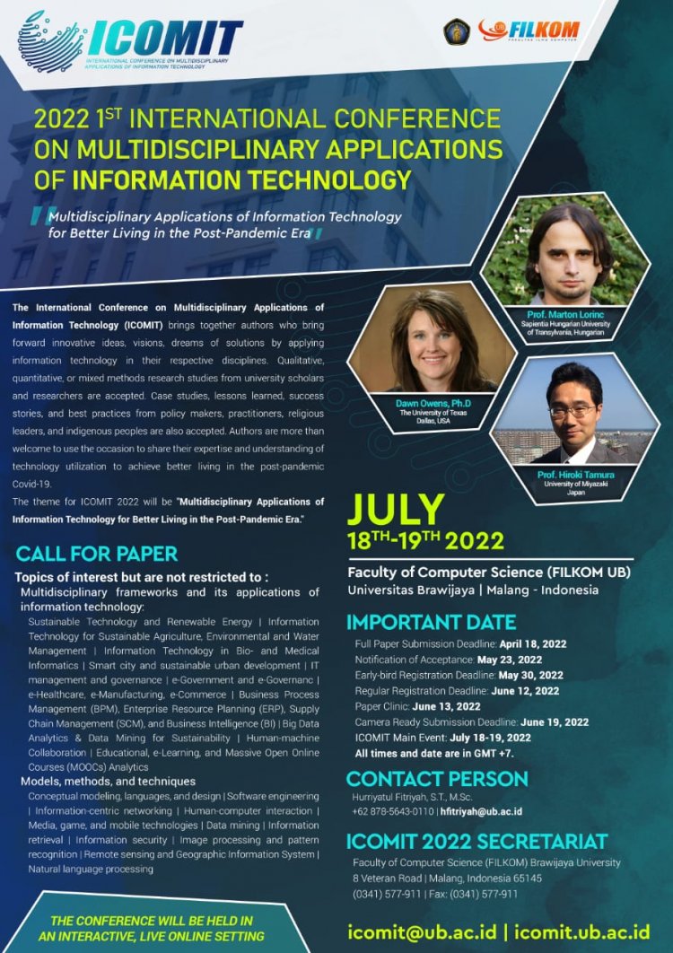 [July 2022] ICOMIT 2022 (The International Conference on Multidisciplinary Applications of Information Technology)