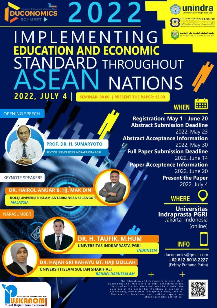 [4 Juli 2022] DUCONOMICS SCI-MEET 2022: Implementing Education and Economic Standard Throughout ASEAN Nations