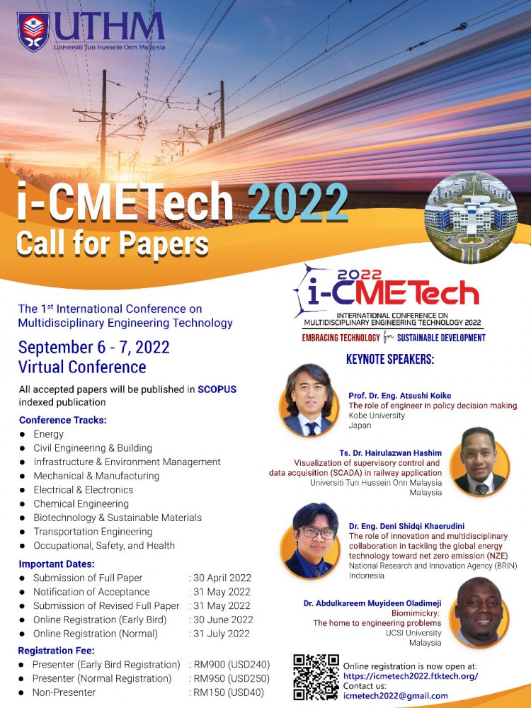 [September 2022] Call for Papers | The 1st International Conference on Multidisciplinary Engineering Technology