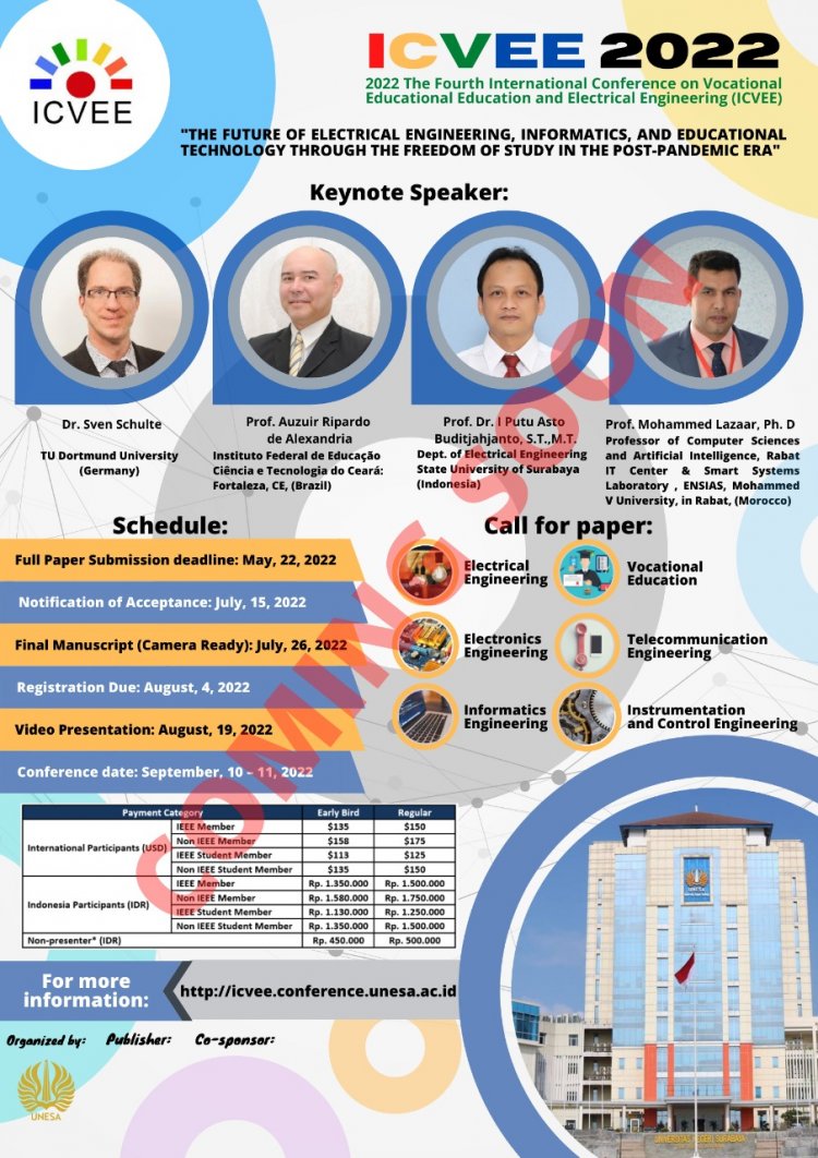 [September 2022] THE FIFTH INTERNATIONAL CONFERENCE ON VOCATIONAL EDUCATION AND ELECTRICAL ENGINEERING (ICVEE)