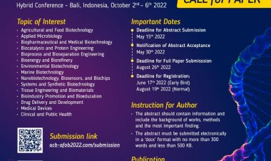 [Oktober 2022] Call for Paper | 15th Asean Congress on Biotechnology in conjunction with 7th International Symposium on Biomedical Engineering