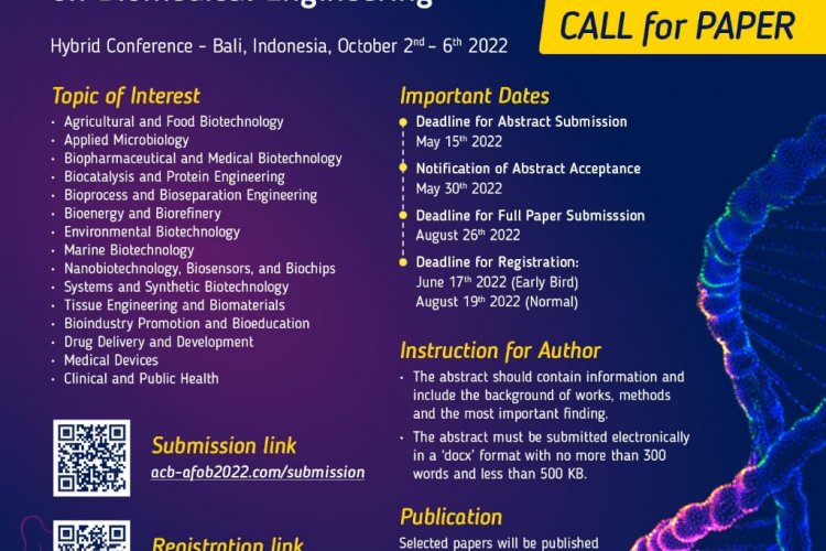 Oktober 2022 Call For Paper 15th Asean Congress On Biotechnology In