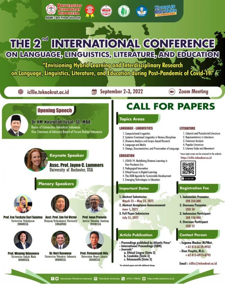 [September 2022] The 2nd International Conference on Language Linguistic Literature and Education (ICLLLE)