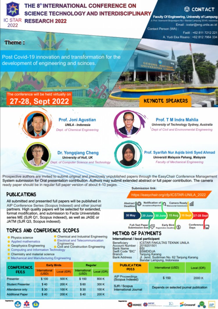 [September 2022] International Conference on Science, Technology, and Interdisciplinary Research (IC-STAR) 2022