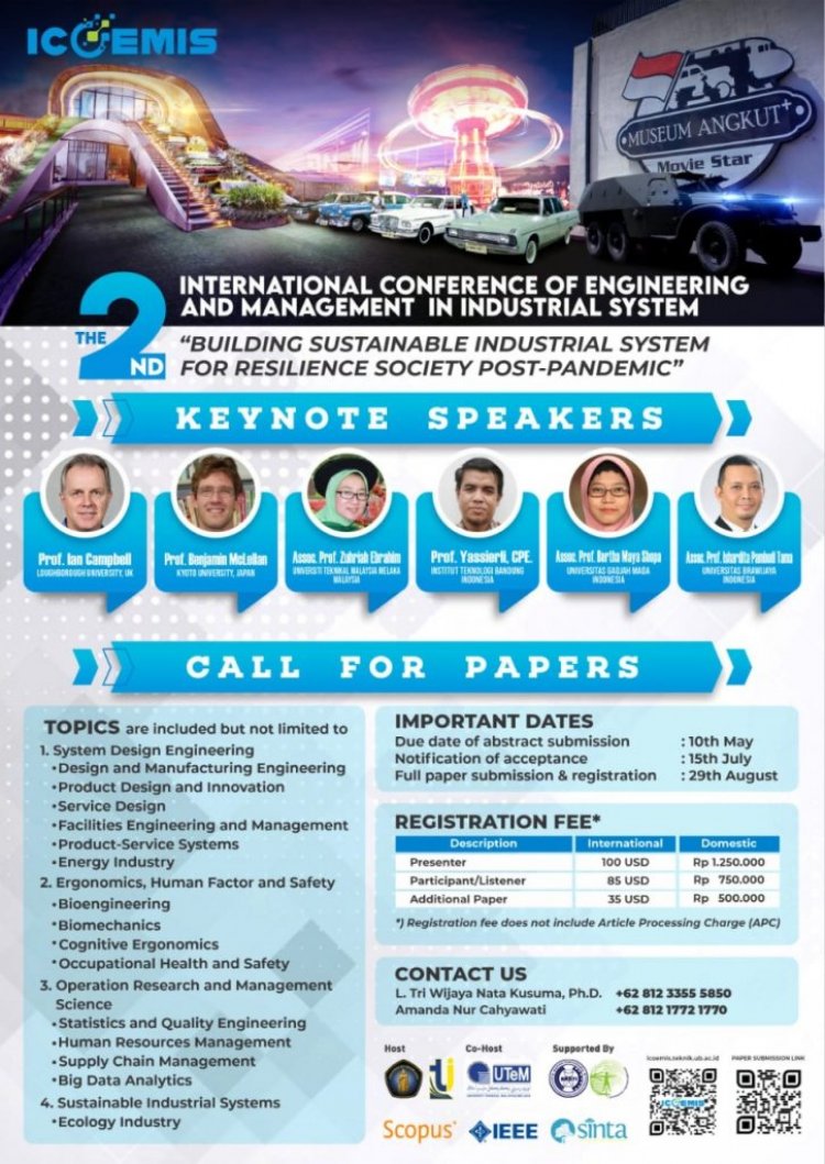 [Oktober 2022] International Conference on Engineering and Management in Industrial System (ICOEMIS) 2022