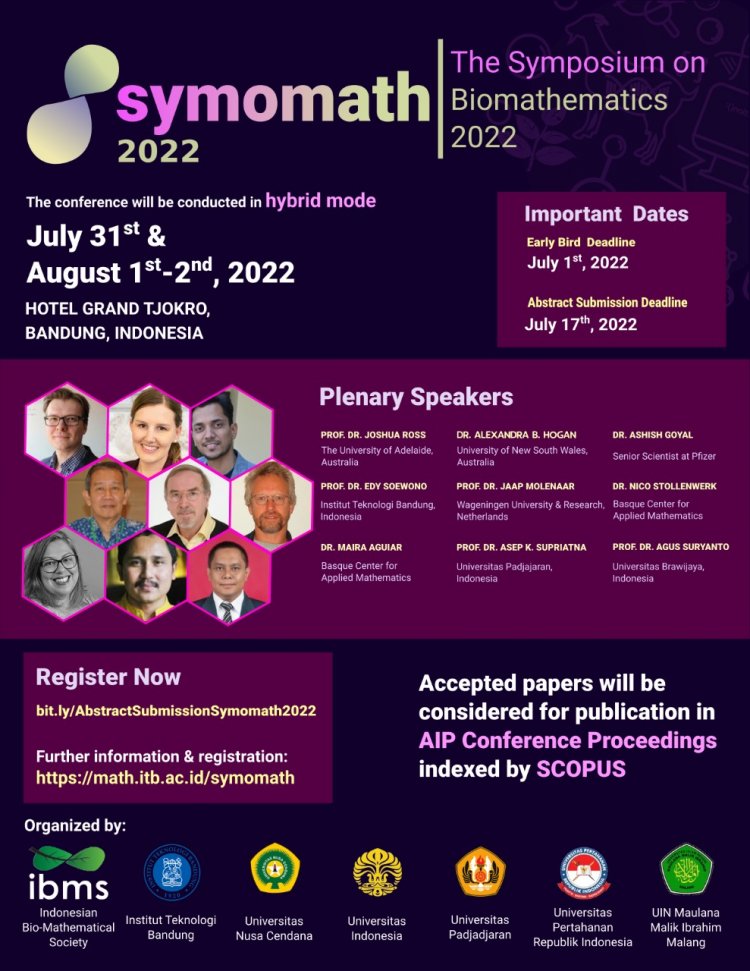 [31 Juli & 1-2 Agustus 2022] The 9th Symposium on Biomathematics (SYMOMATH) 2022