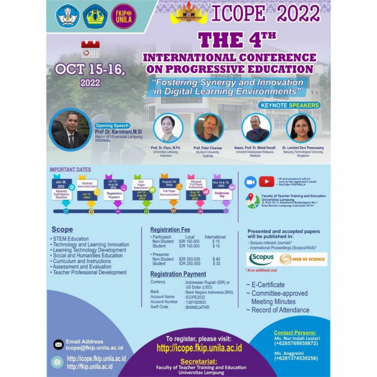 [15-16 Oktober 2022] The 4th International Conference on Progressive Education (ICOPE) 2022