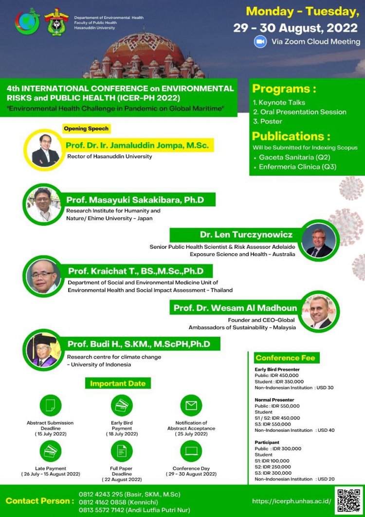 [29-30 Agt 2022] 4th International Conference on Environmental  Health Risks and Public Health (ICERPH) 2022
