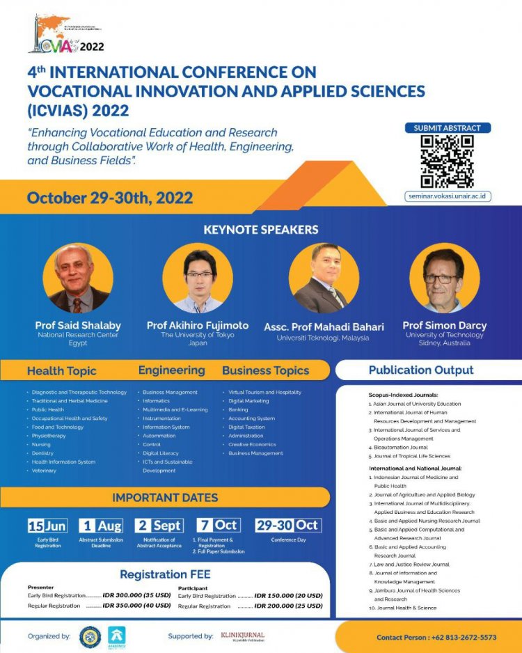 [29-30 Okt 2022] 4th INTERNATIONAL CONFERENCE ON VOCATIONAL INNOVATION AND APPLIED SCIENCES (ICVIAS) 2022