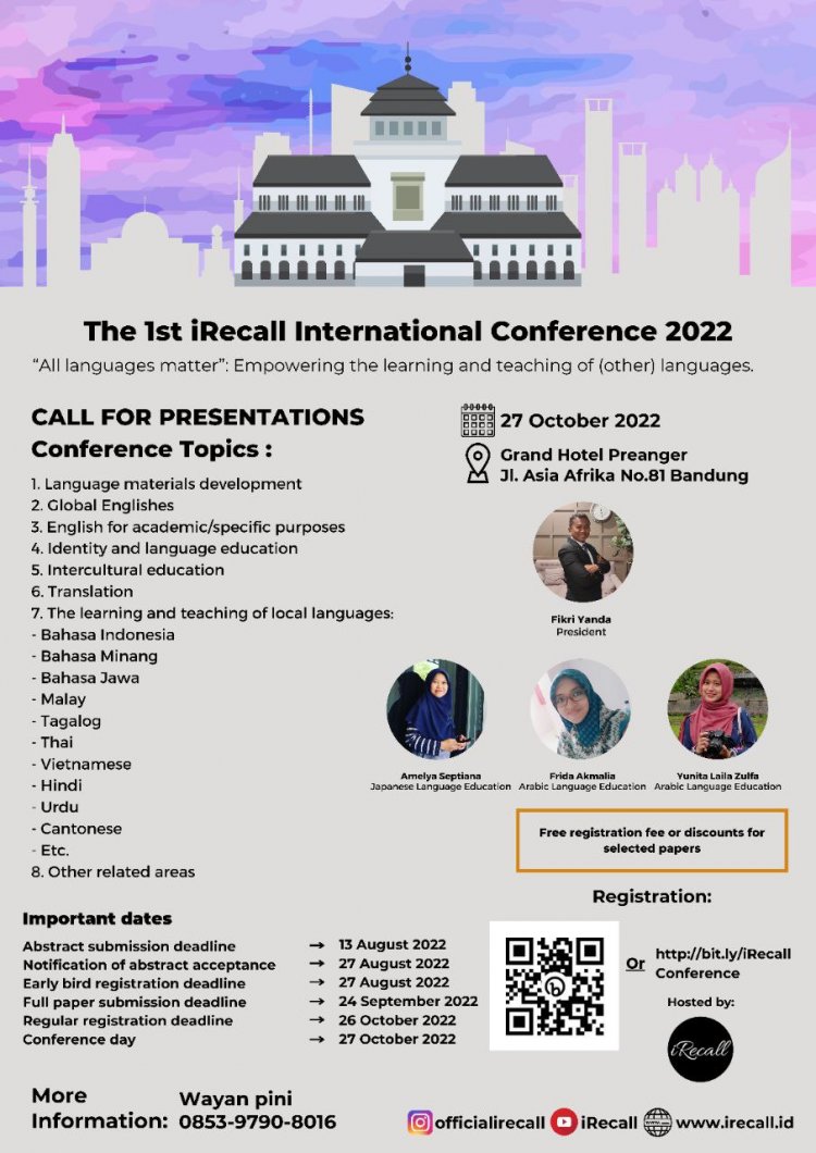 [27 Okt 2022] The 1st iRecall International Conference 2022