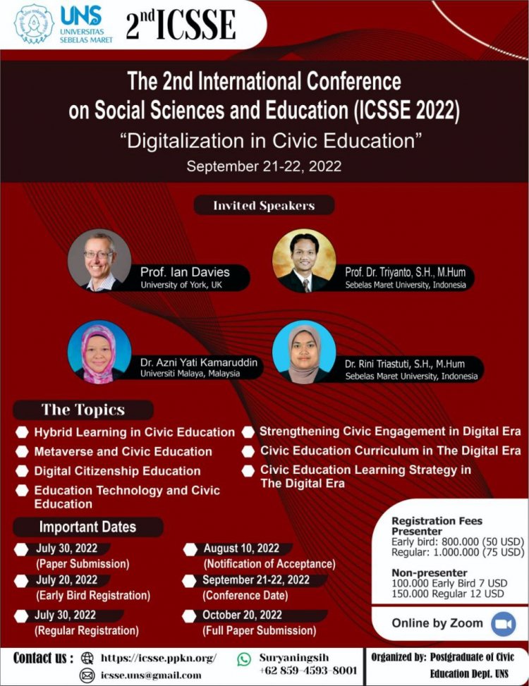 [21-22 Sep 2022] The 2nd International Conference on Social Sciences and Education (ICSSE 2022)