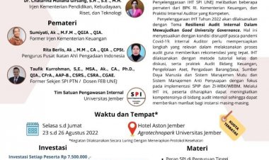 [23-26 Agustus 2022] In House Training Internal Audit Perguruan Tinggi