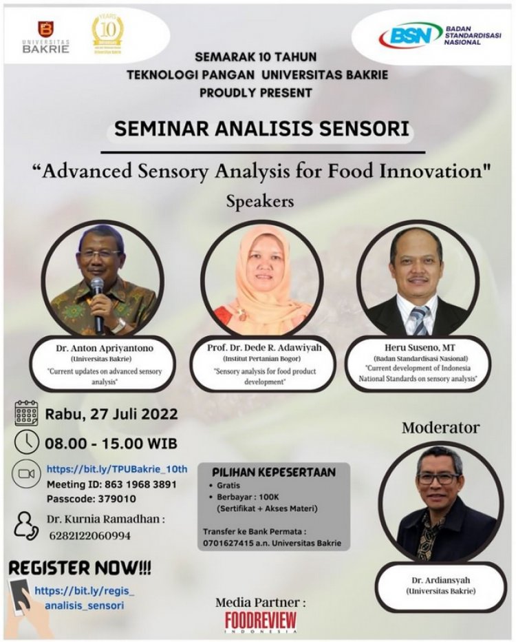 [27 Juli 2022] Advanced Sensory Analysis for Food Innovation