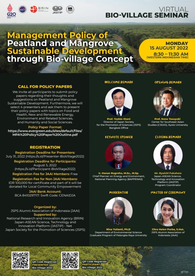 [15 Agustus 2022] VIRTUAL BIO-VILLAGE SEMINAR | Management Policy of Pearland and Mangrove Sustainable Development through Bio-village Concept