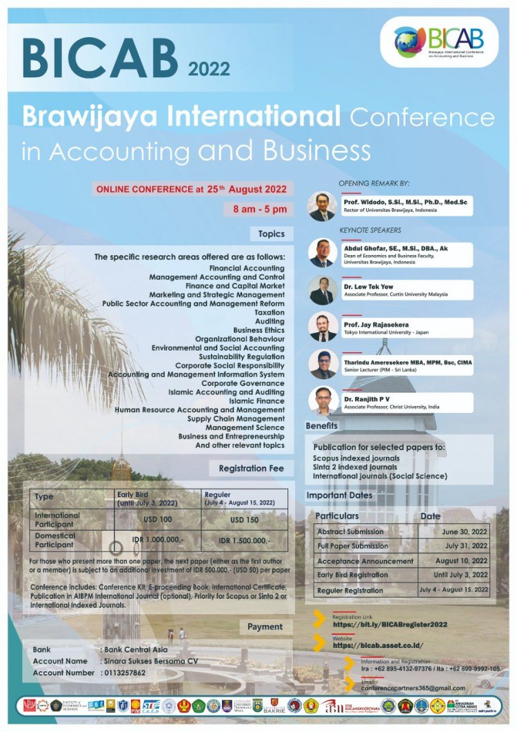 [25 Agustus 2022] Brawijaya International Conference in Accounting and Business (BICAB)