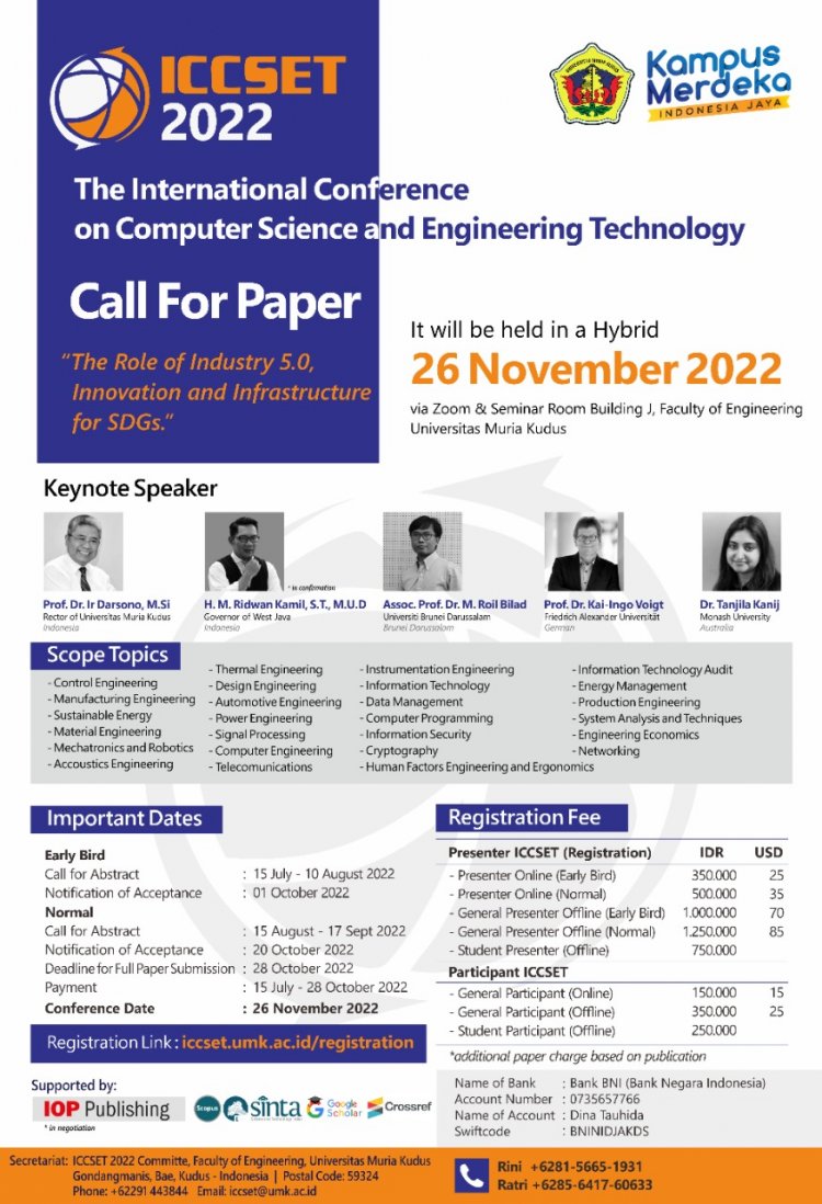 [26 Nov 2022] International Conference on Computer Science and Engineering Technology (ICCSET) 2022