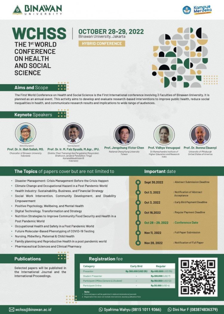 [28-29 Oct 2022] The 1st World Conference on Health and Social Sciences (WCHSS 2022)