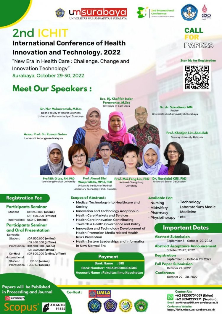 [29-30 Oktober 2022] 2nd ICHIT- International Conference of Health Innovation and Technology, 2022