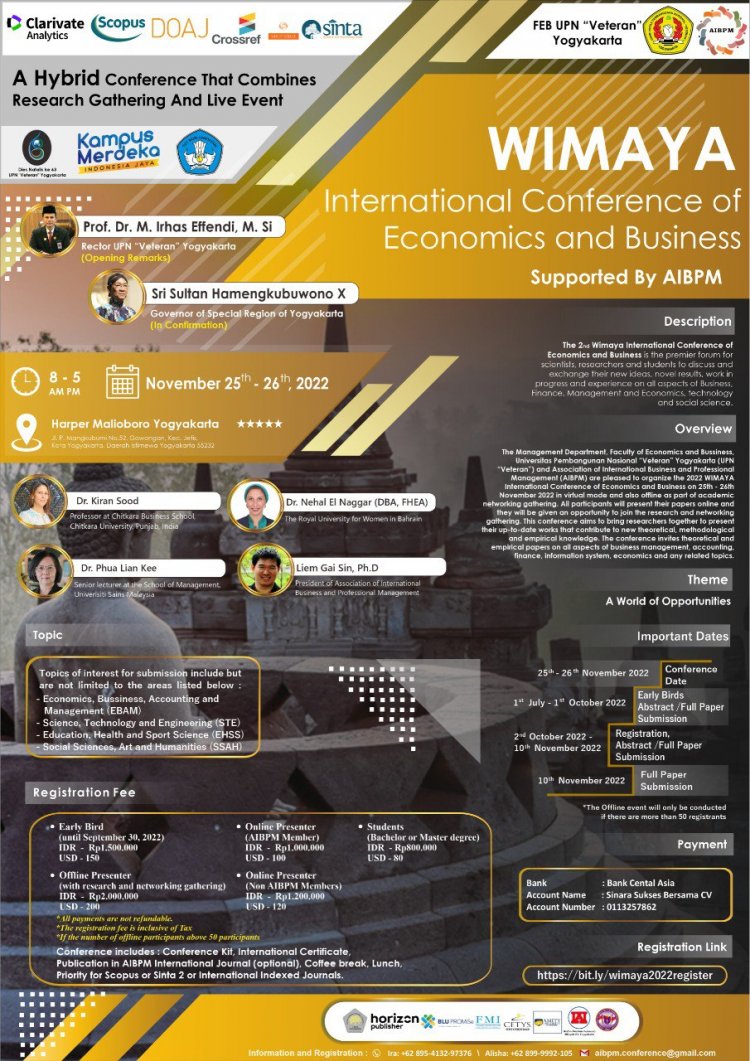 [25-26 November 2022] (HYBRID) Wimaya International Conference in Economics and Business
