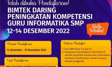 [12 s.d. 14 Desember 2022] Bimtek Peningkatan Kompetensi Guru Informatika