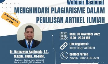 [30 November 2022] MENGHINDARI PLAGIARISME DALAM PENULISAN ARTIKEL ILMIAH