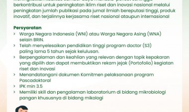 [Beasiswa Post-Doctoral 2023] Post-Doctoral Program di BRIN Bidang Mikrobiologi Pangan