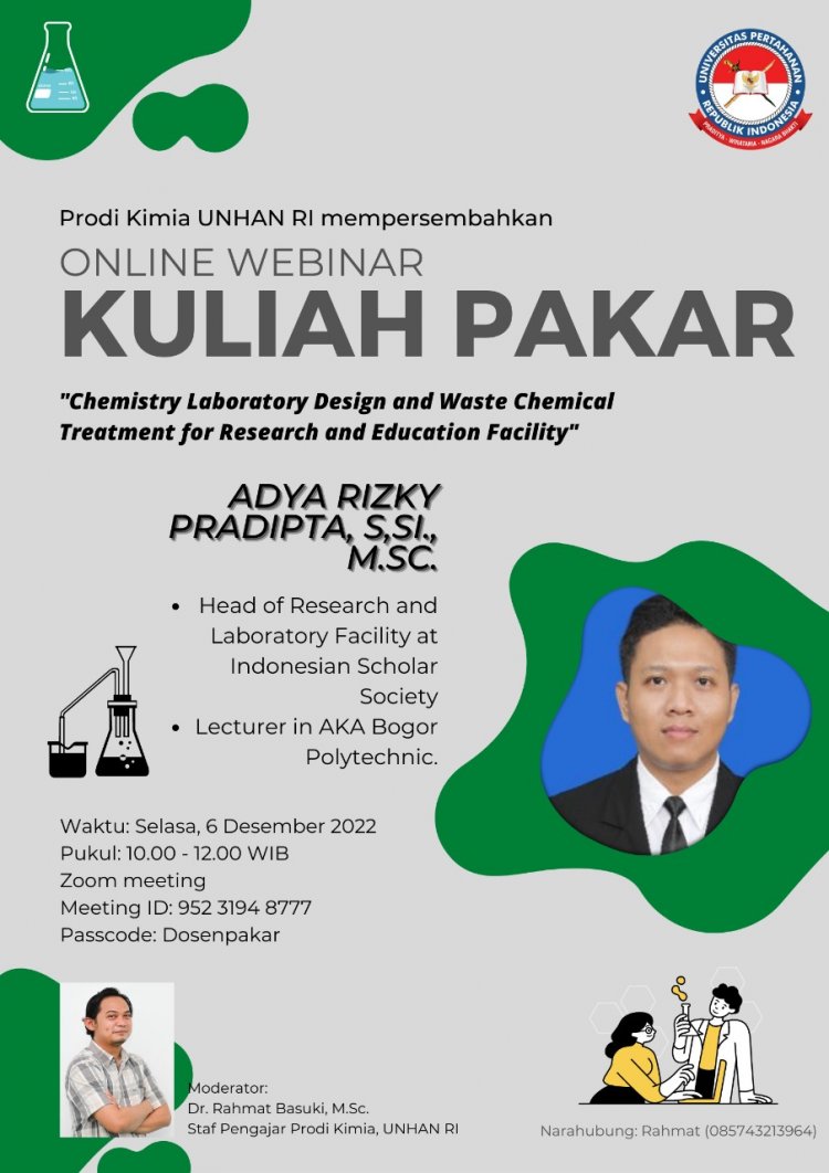 [6 Desember 2022] Chemistry Laboratory Design and Waste Chemical Treatment for Research and Education Facility | Kuliah Pakar