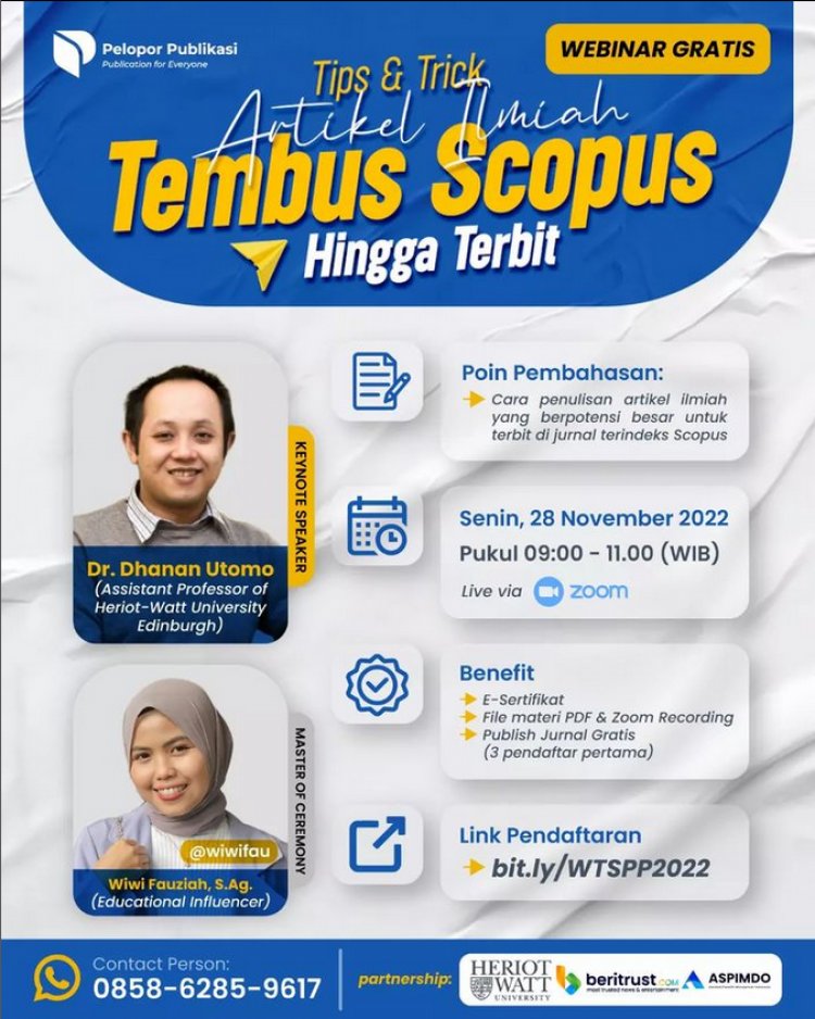 [28 November 2022⁣] Tips & Trick Artikel Ilmiah Tembus Scopus