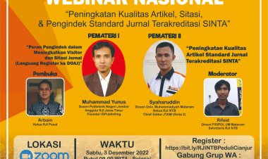 [3 Desember 2022] Webinar Nasional RJI | Peningkatan Kualitas Artikel, Sitasi, dan Pengindek Standard Jurnal Terakreditasi SINTA