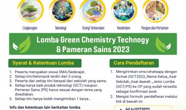 [Kesempatan Emas] Lomba Green Chemistry Technology dan Pameran Sains 2023