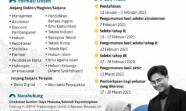 [Kesempatan Platinum] Penerimaan Dosen Tetap Reguler Universitas Islam Indonesia 2023