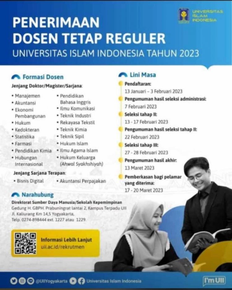 [Kesempatan Platinum] Penerimaan Dosen Tetap Reguler Universitas Islam Indonesia 2023