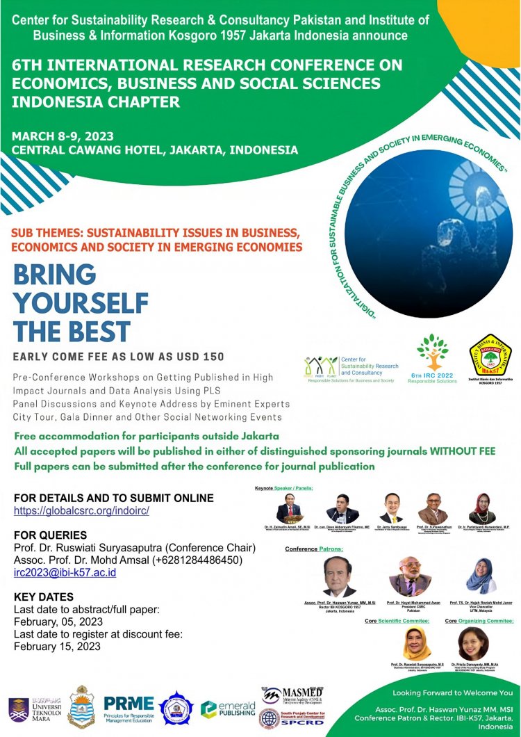 [8-9 March 2023] 6th International Research Conference on Economics, Business and Social Sciences
