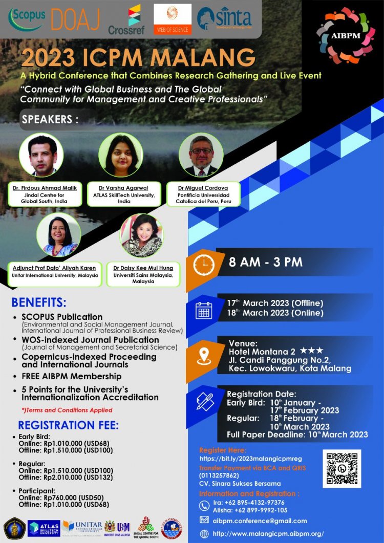 [March 17th – 18th, 2023] (HYBRID) 2023 Malang International Conference of Project Management