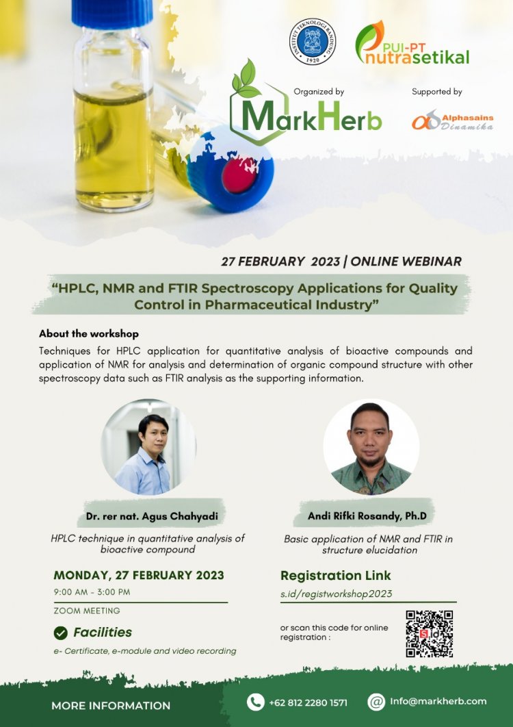 [27 Februari 2023] HPLC, NMR, and FTIR Spectroscopy Applications for Quality Control in Pharmaceutical Industry