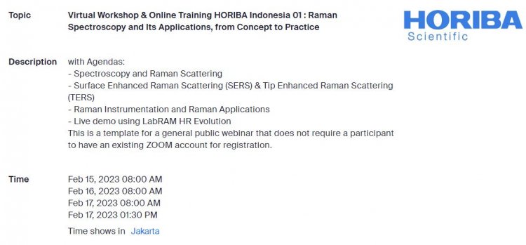[15 - 17 Februari 2023] Raman Spectroscopy and Its Applications, from Concept to Practice | Virtual Workshop & Online Training programs 01