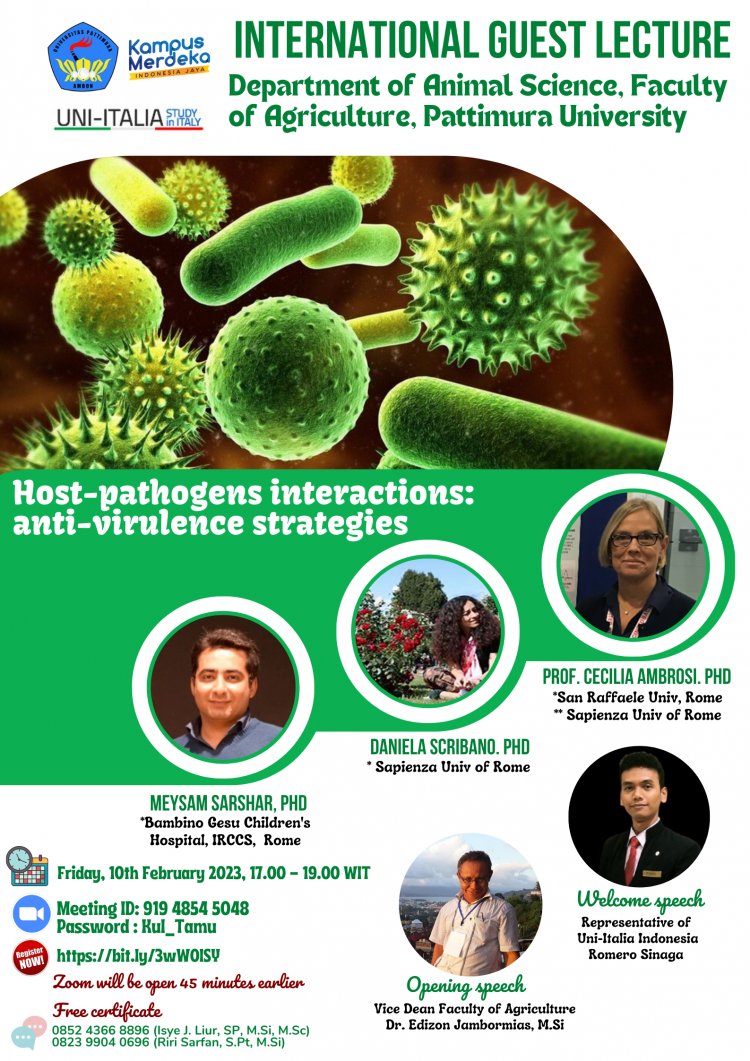 [10 Februari 2023] International Guest Lecture | Host-pathogens interaction: anti-virulence strategies