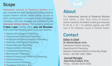 [Call for Paper 2023] Indonesian Journal of Chemical Studies No. 2 Vol. 1 2023