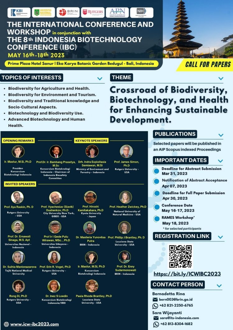 [May 16th - 18th, 2023 ] THE 8th INDONESIA BIOTECHNOLOGY CONFERENCE