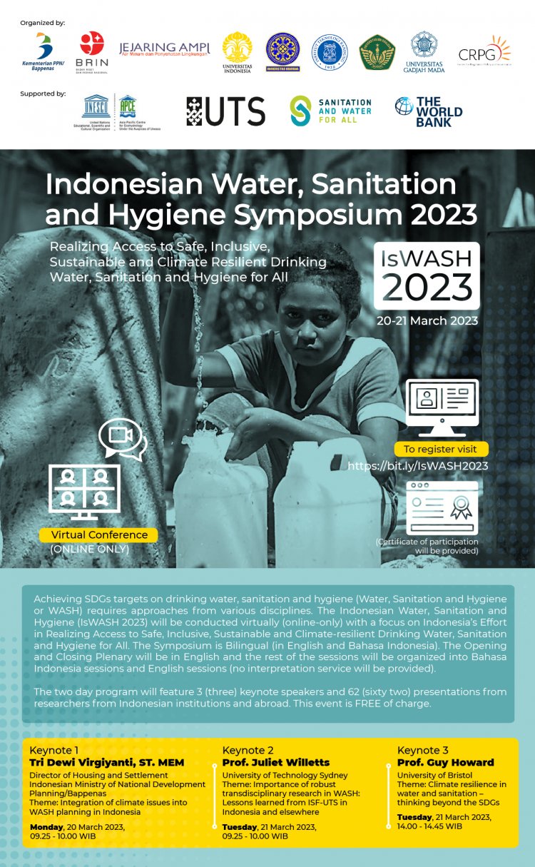 [20-21 March 2023] Indonesian Water, Sanitation and Hygiene Symposium (IsWASH) 2023