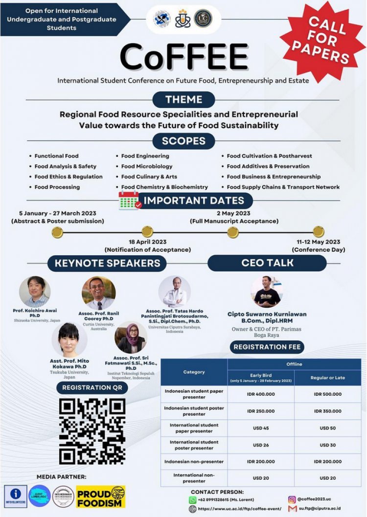 [11-12 Mei 2023] International Student Conference on Future Foods, Entrepreneurship, and Estate