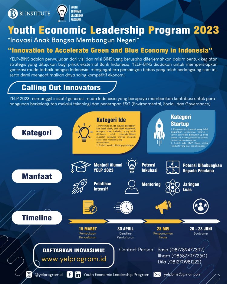 [20 - 23 Juni 2023] Calling Out Innovators | Youth Economic Leadership Program 2023