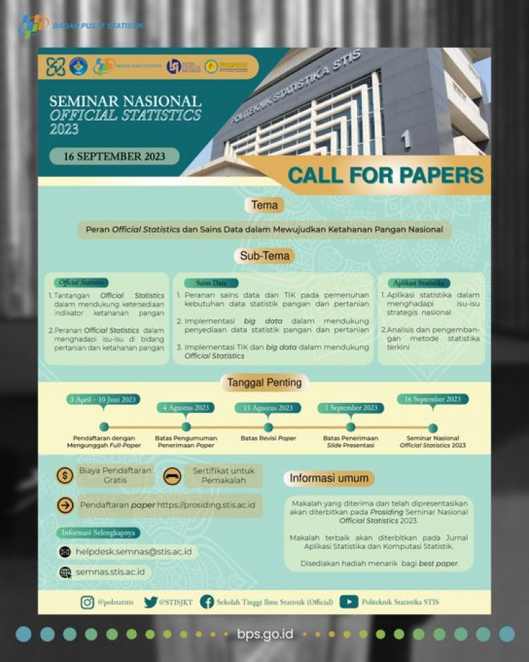 [16 September 2023] Call for Papers Seminar Nasional Official Statistics 2023
