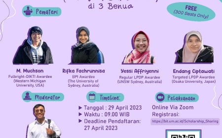 [29 April 2023] SHARING SESSION ON SCHOLARSHIP oleh Awardee 3 Beasiswa (Fulbright, BPI, & LPDP) di 3 Benua