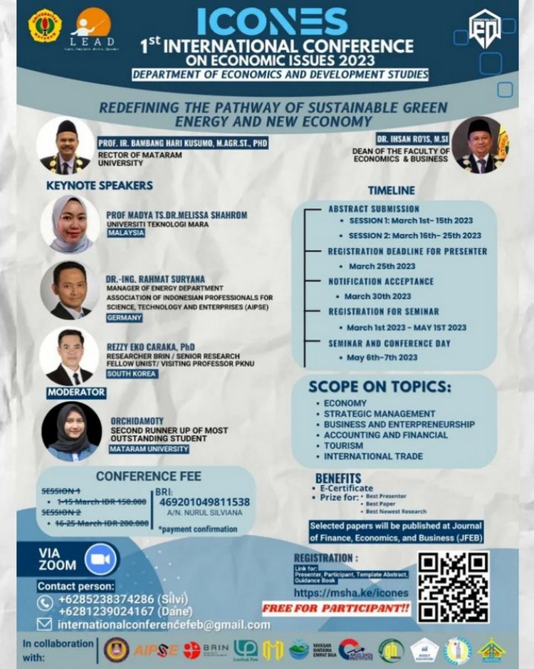 [6-7 May 2023] The 1st International Conference on Economic Issues (ICONES) 2023