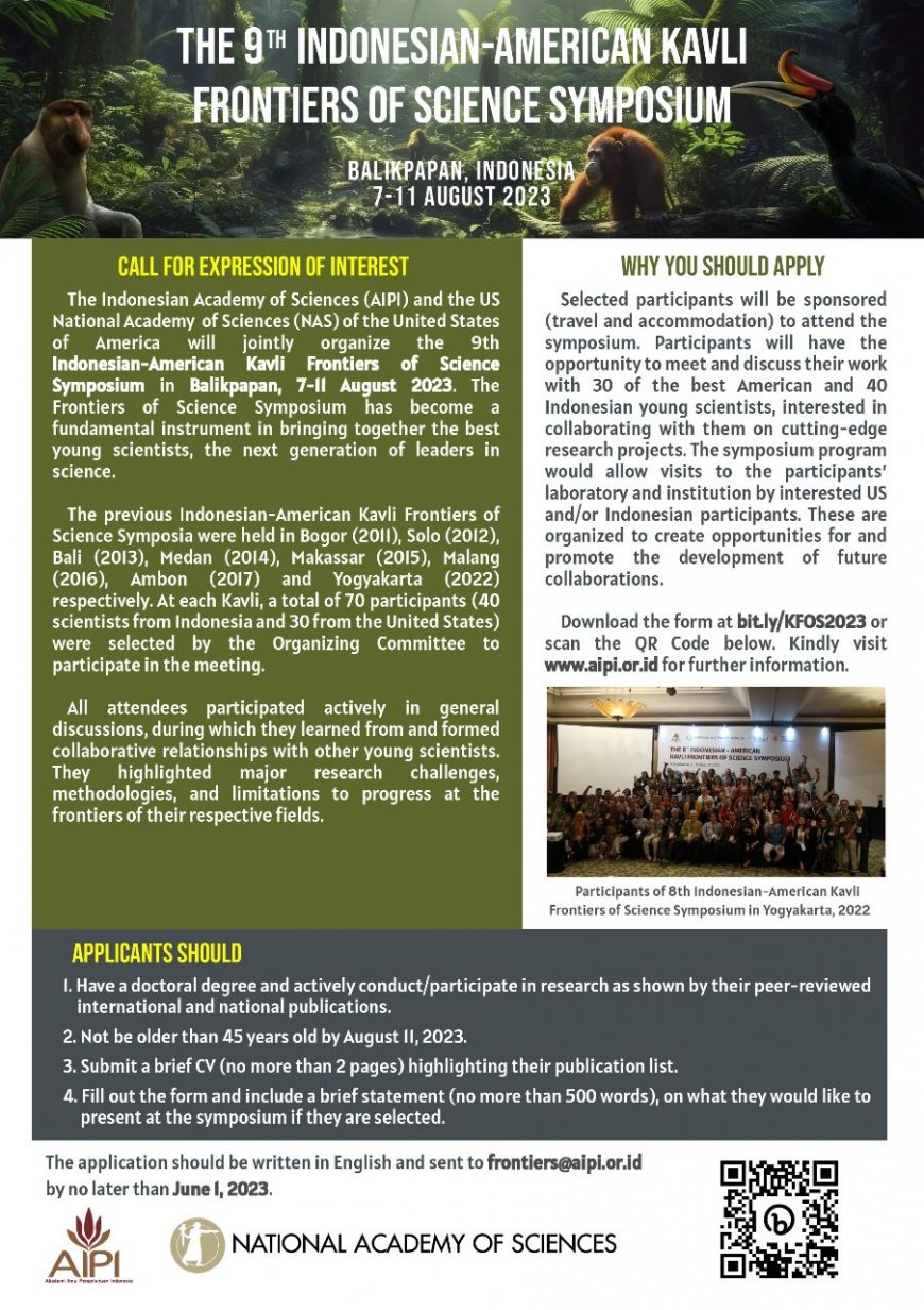 [7 - 11 Agustus 2023] Call For Expression of Interest  The 9th Indonesian - American Kavli Frontiers of Science Symposium