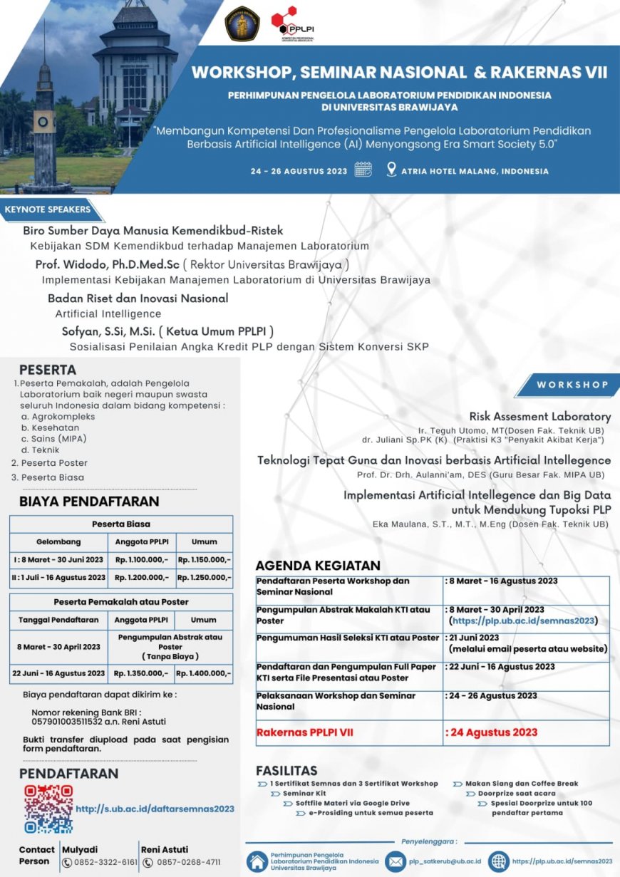[24 - 26 Agustus 2023] Workshop dan Seminar Nasional PPLPI Universitas Brawijaya 2023