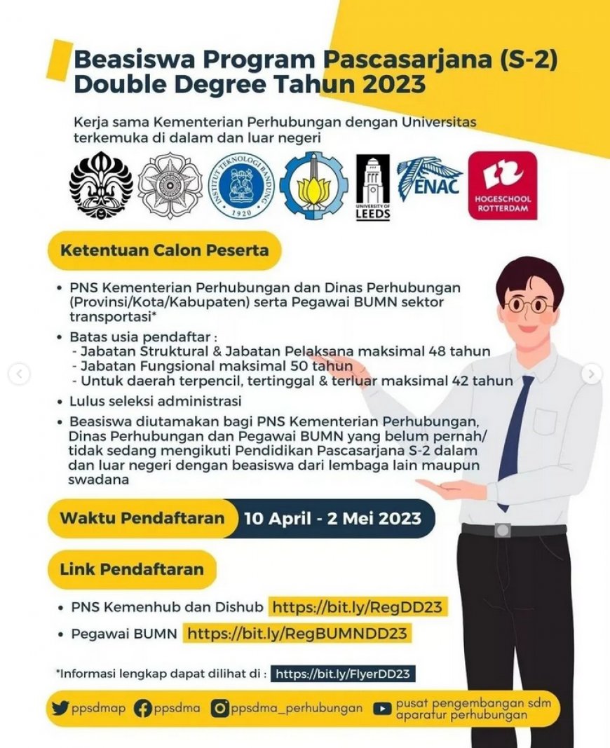 [2 Mei 2023]  Beasiswa Pascasarjana Double Degree